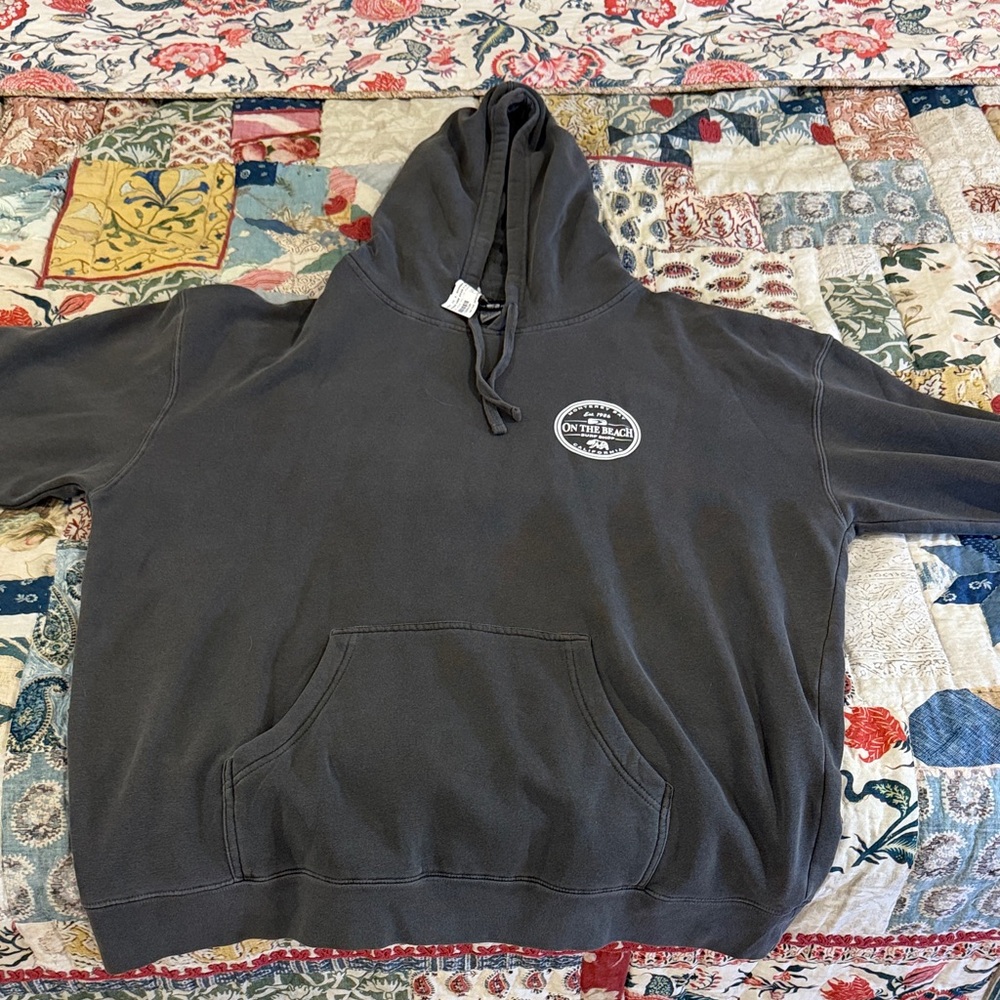Men's Gray Hooded Pullover Sweatshirt Pullover Hoodie On the Beach Surf Shop